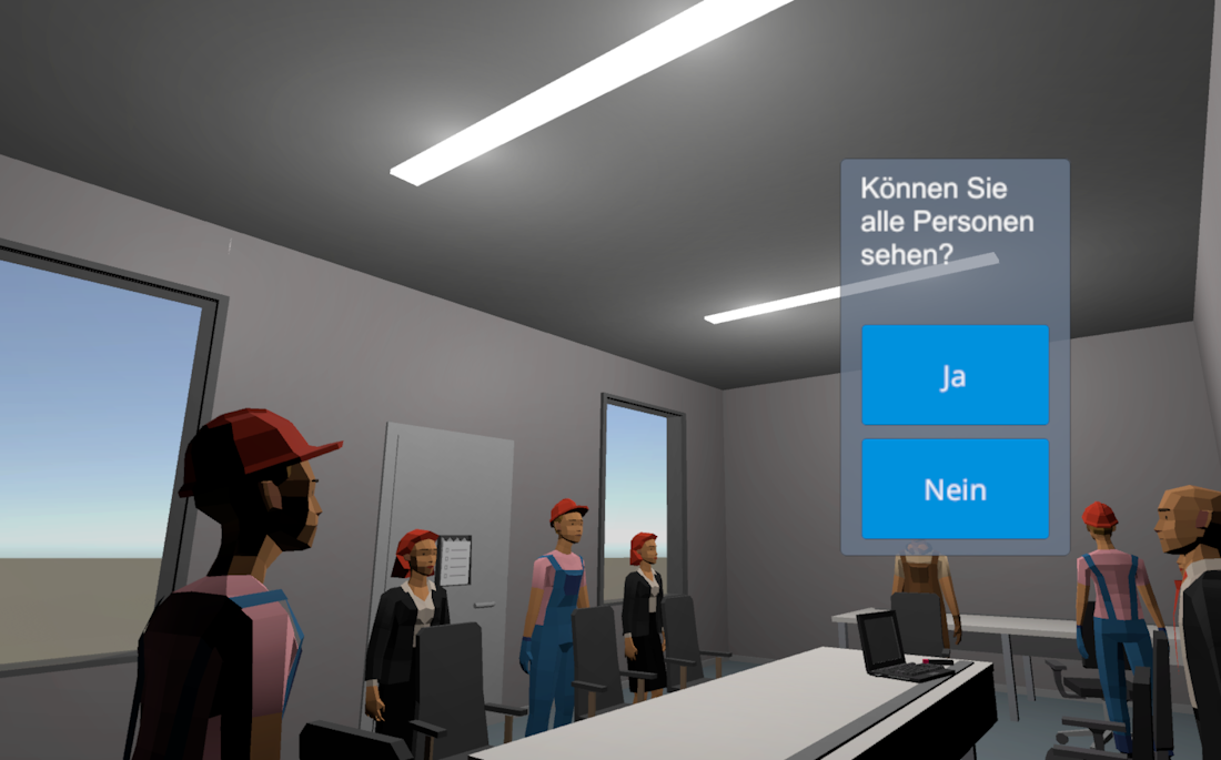 First person view in meeting room: Virtual checklist in action