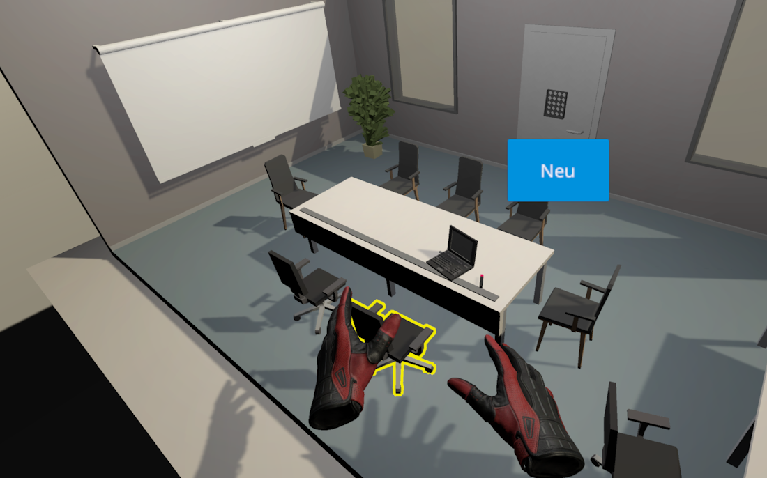Setup of meeting room with world in miniature concept